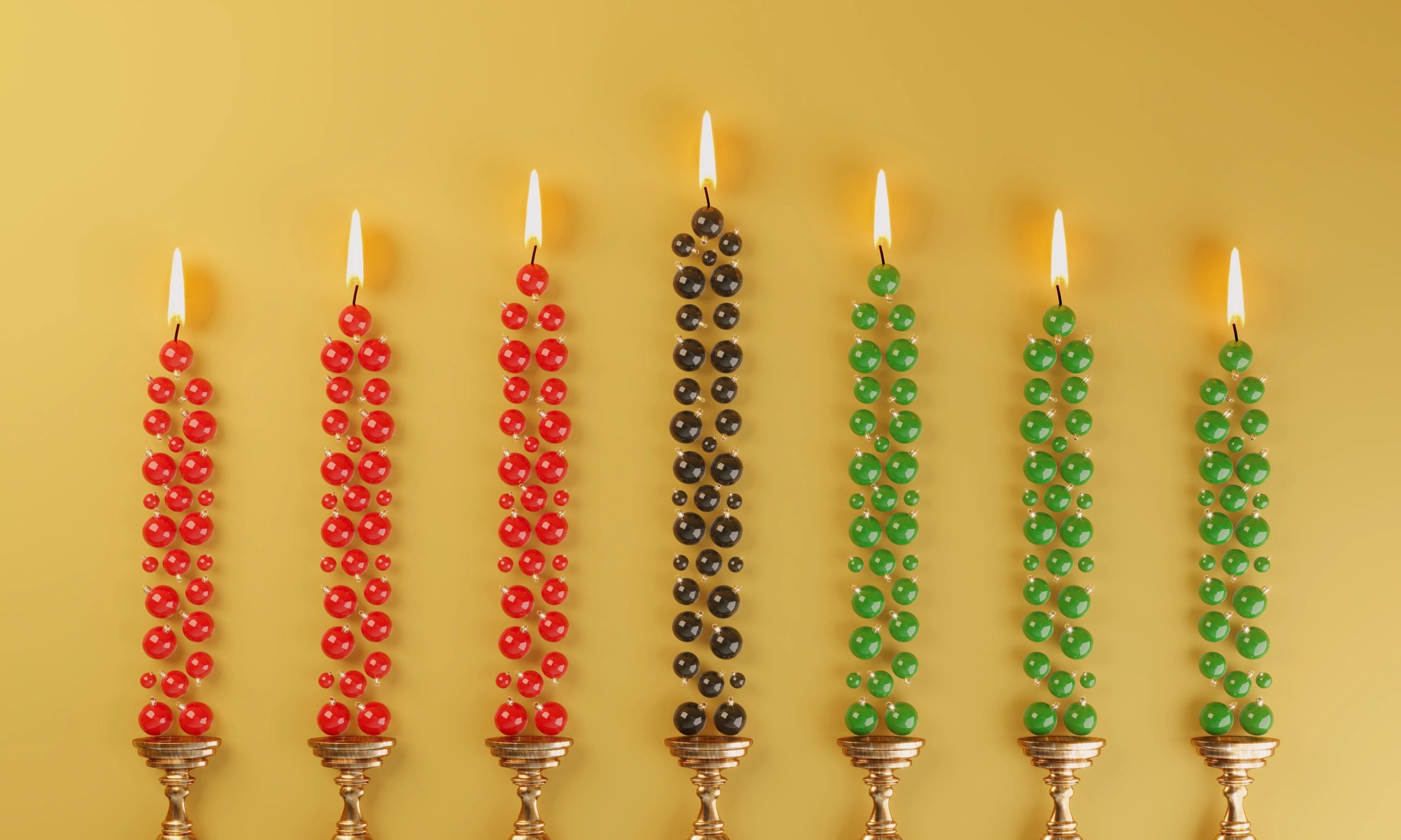 Colorful candles arranged in a flat lay