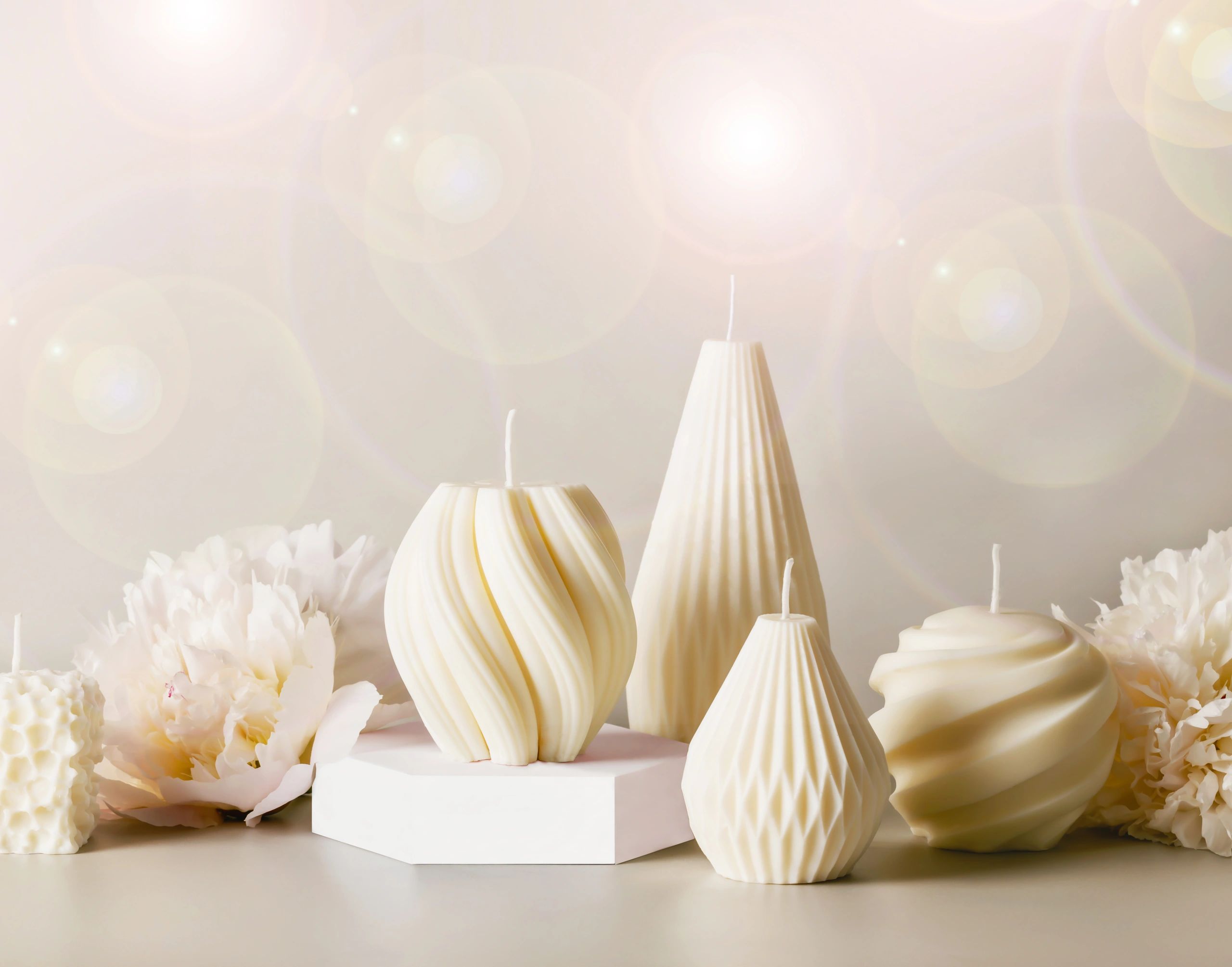 Handmade sculptural candle with modern shape